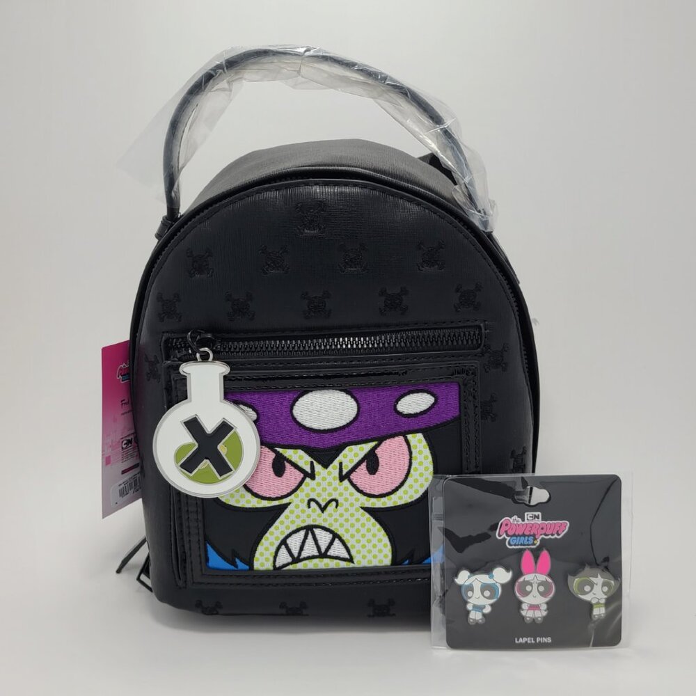 NWT Fred Segal Cartoon Network Powerpuff Girls Mojo Jojo Mini Backpack & Pin Set